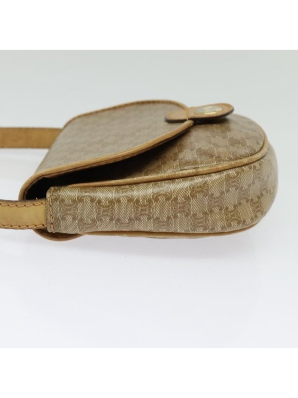 Authentic CELINE Macadam Canvas Shoulder Bag PVC Beige Gold - Picture 11 of 16